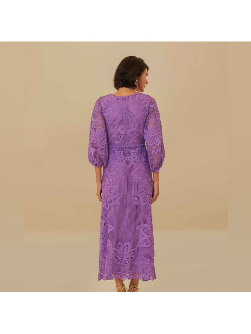 FARM Rio Purple Crochet Midi Dress with Ring Detail - Picture 2 of 10